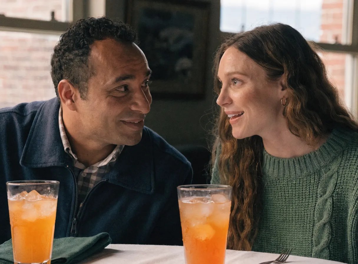 A man listening intently to a woman during a conversation